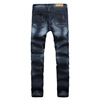 European winter male black stretch jeans fold Slim small straight jeans