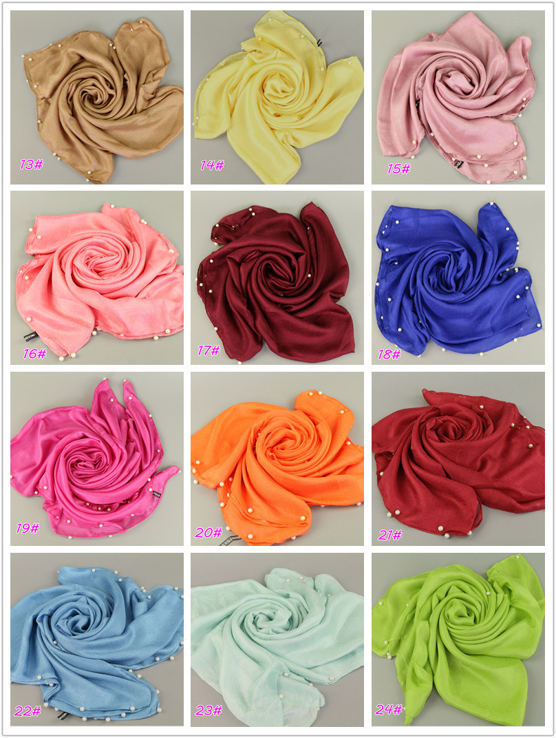 总图13-24# -钉珍珠围巾荷兰亚麻单色围巾