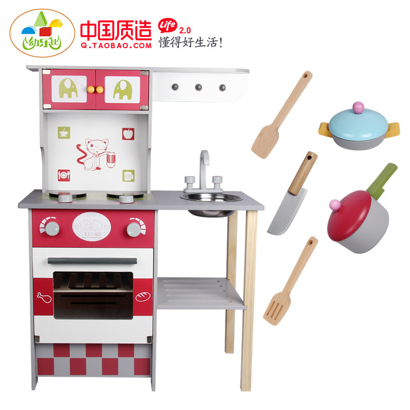 儿童做饭仿真欧式厨房玩具木制煤气灶台宝宝过家家益智玩具套装|ms