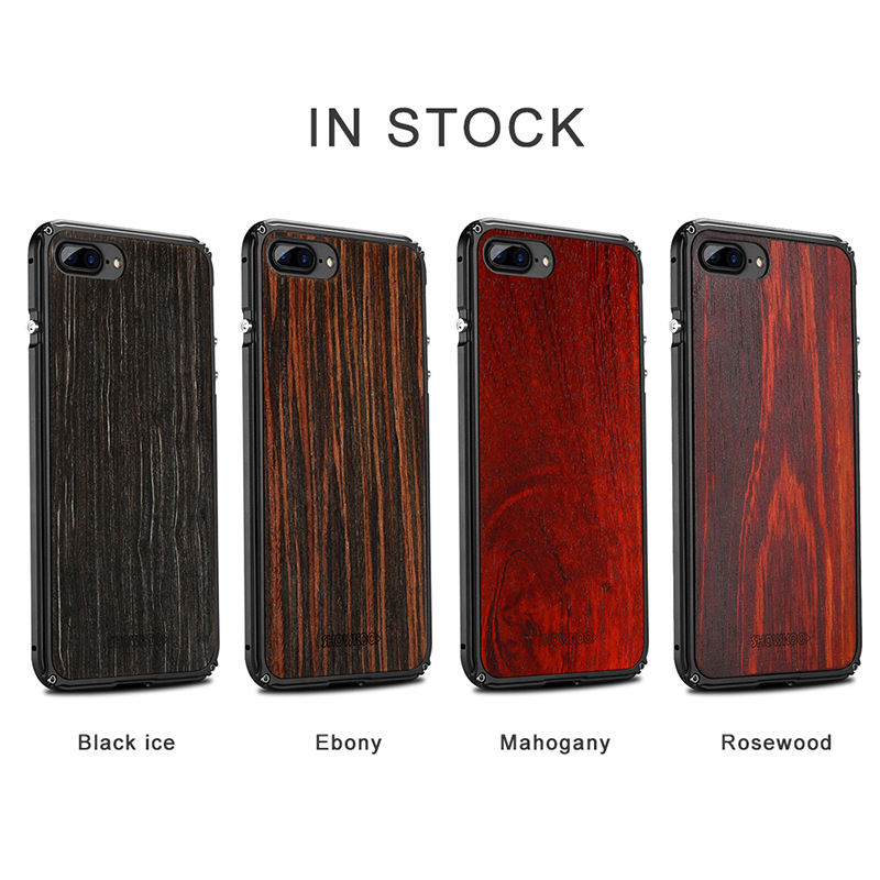SHOWKOO Legend Mechanical Aluminum Metal Bumper Kevlar Wood Back Case Cover