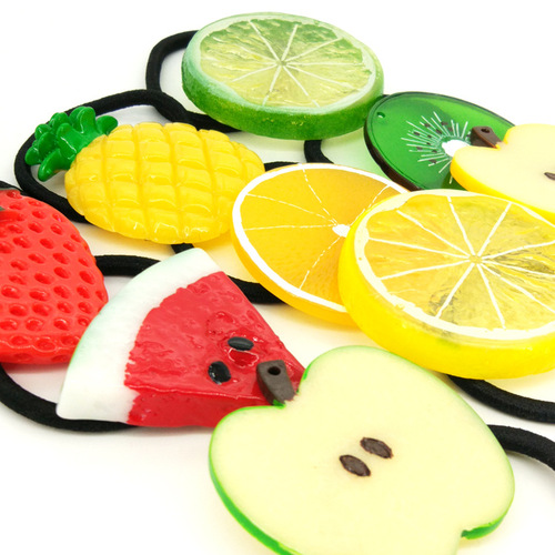 Large simulated fruit slice hair band watermelon pineapple fruit hair rope hair band hair clip 2 yuan store rubber band hair accessories