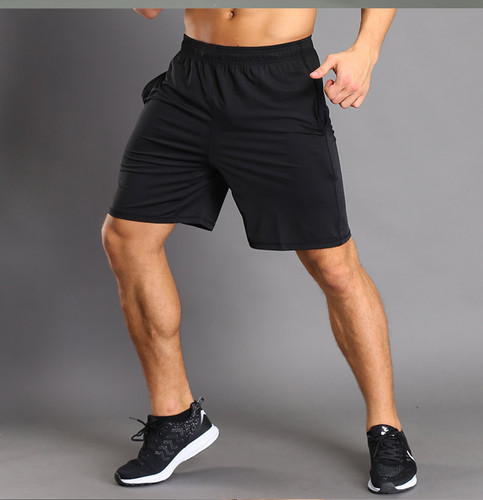 Sports running shorts, fitness training shorts, elastic strap pockets, quick-drying, manufacturer supply shorts 12019