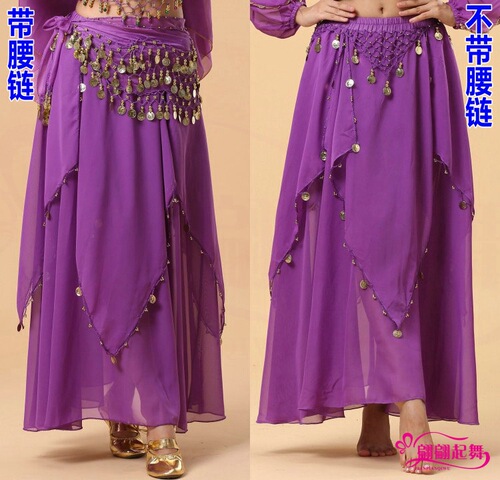 Indian dance performance performance practice clothing skirt adult performance clothing belly dance skirt new chiffon pendant coin skirt