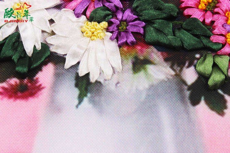 Oujin nianhua cinta bordado fábrica impresión en color directo colgando pintura luz fragancia sala de estar entrada de la habitación pintura decorativa