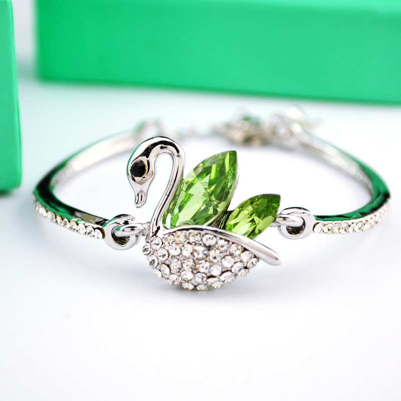 Fashion Simple Full Diamond Swan Crystal Alloy Necklace Bracelet