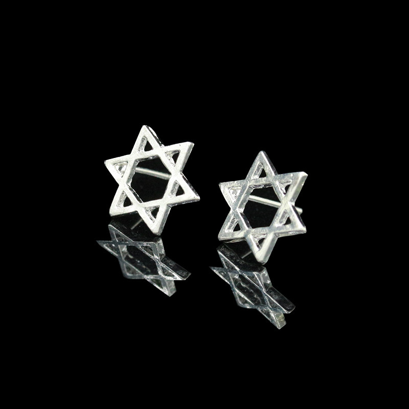 Fashion Hollow Hexagram Star Stud Alloy Plating Gold Silver Black Star Stud Earrings Wholesale display picture 8
