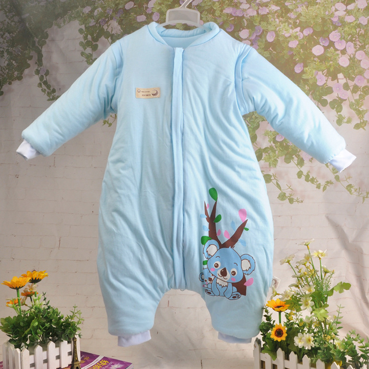 秋冬婴儿睡袋 儿童分腿睡袋 宝宝空调可拆袖睡袋 厚款防踢被|ms