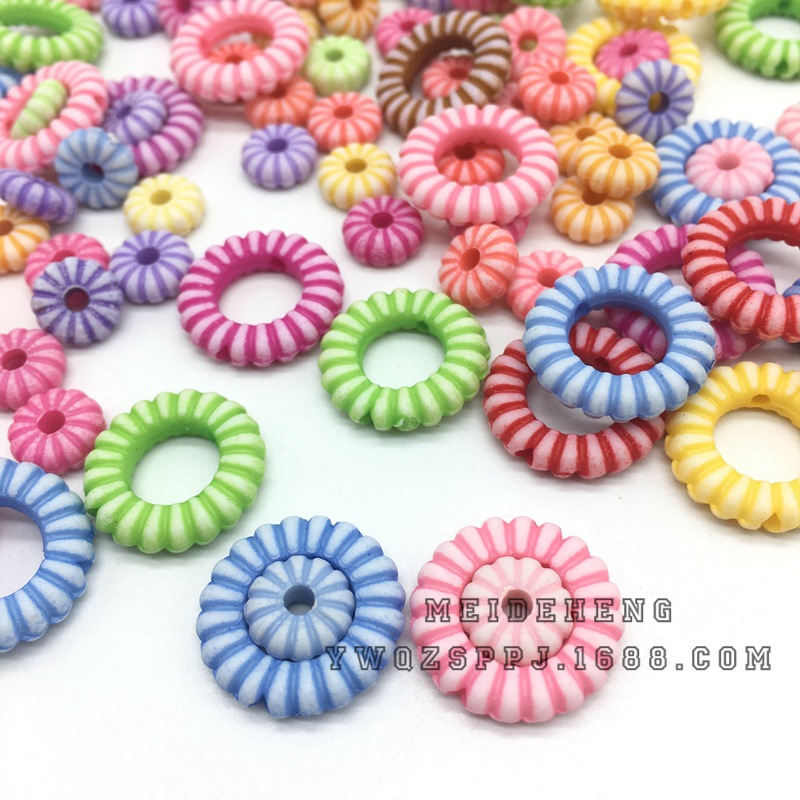 Wholesale of plastic washed striped circle beads, children's toys, beaded bracelets, necklaces and loose beads detail image 8