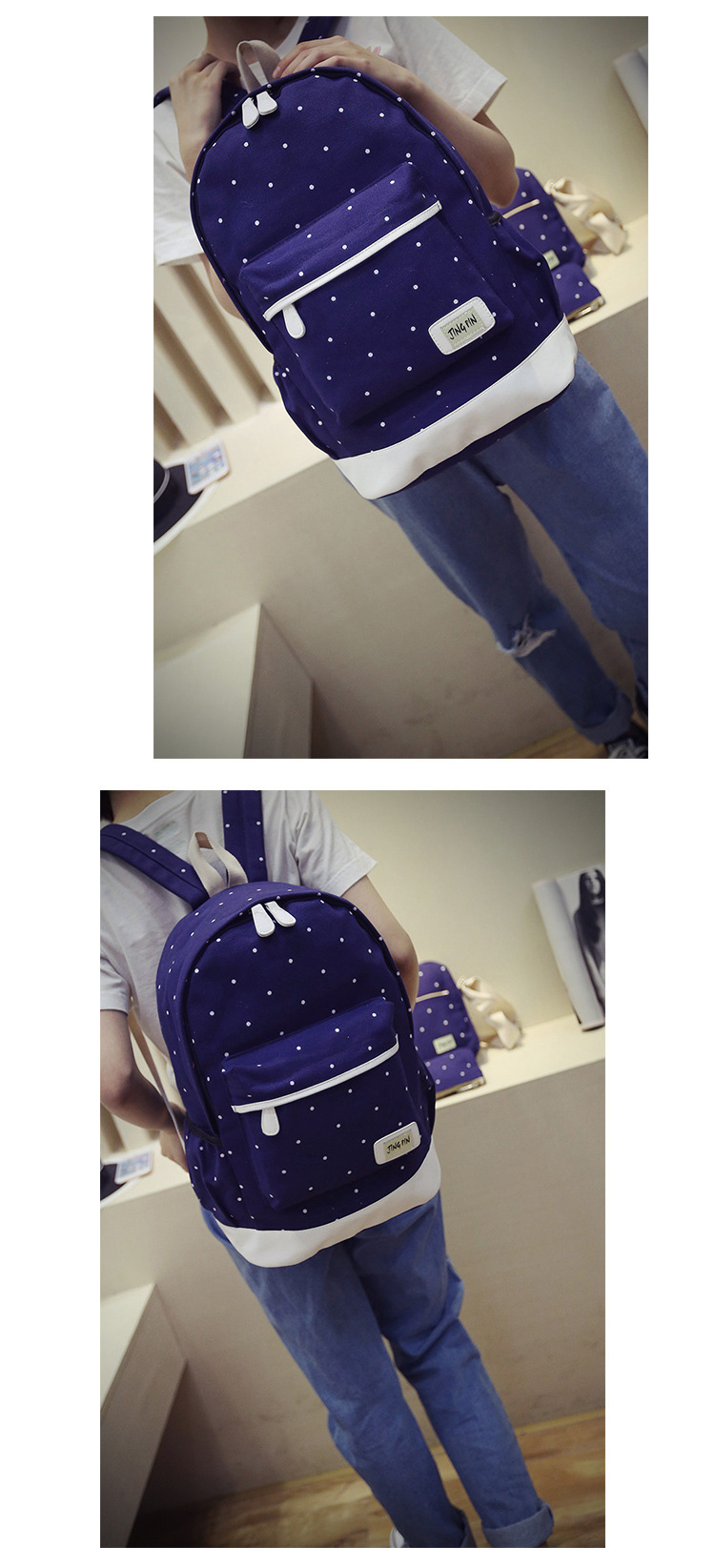 Korean travel backpack polka school bag NHRU271630