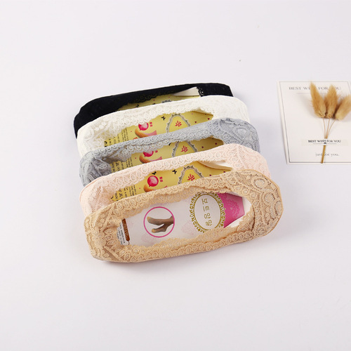 Boat Socks Women's Summer Lace Socks Invisible Sock Covers Cotton Sole Silicone Anti-off Shallow Mouth Women's Socks Manufacturer Wholesale