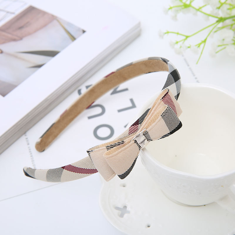 发饰发扣 韩国大蝴蝶结发箍 格纹头箍 欧美格子头扣批发 手工发带