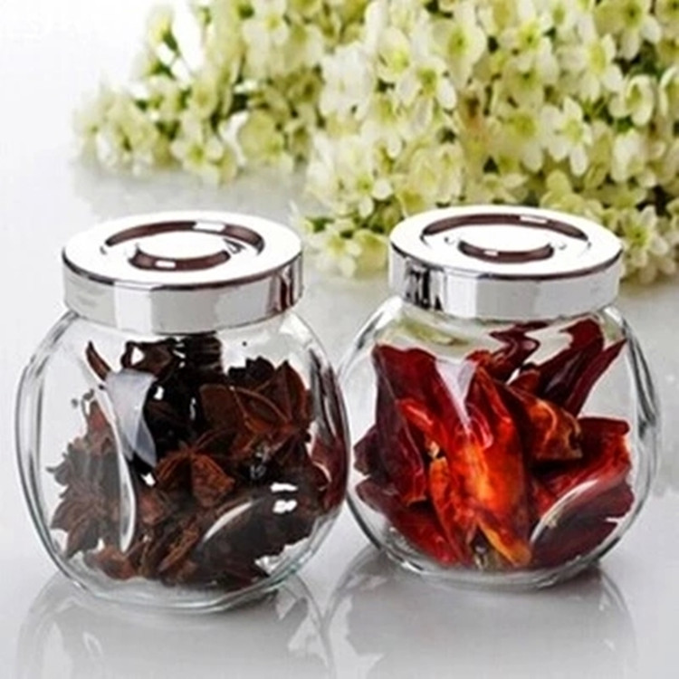 50ml-480ml透明玻璃扁鼓瓶调味瓶喜糖瓶密封罐花茶储物罐可logo