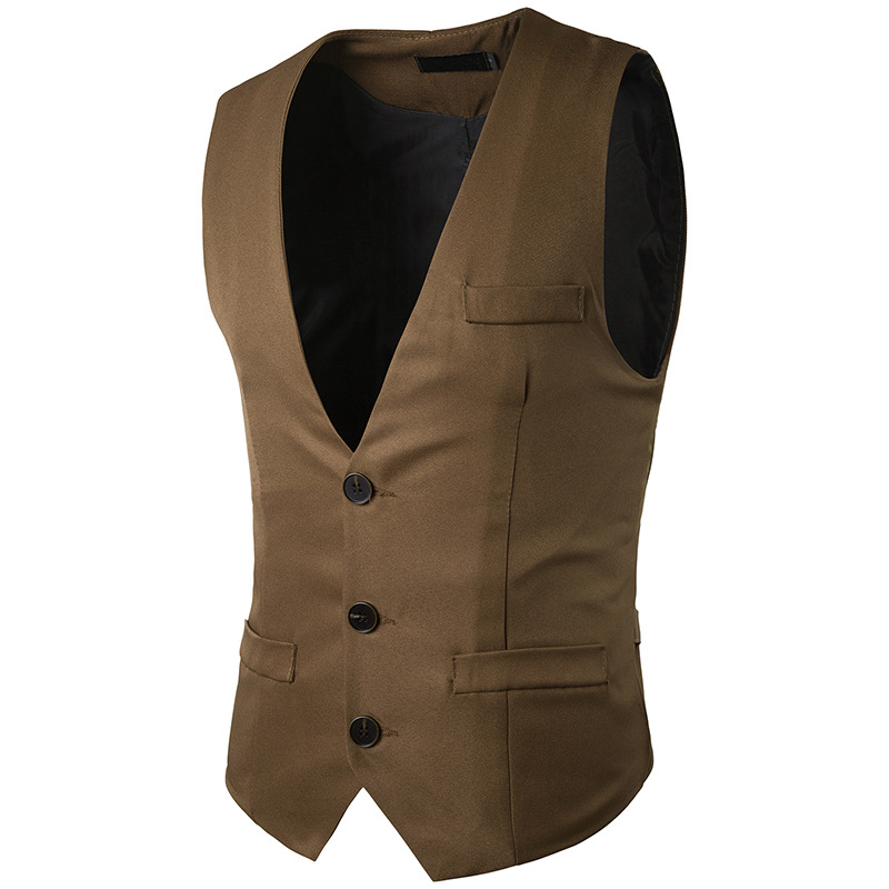 Sumitong men's spring and autumn new single row three button solid color suit vest for men's Korean slim cardigan vest