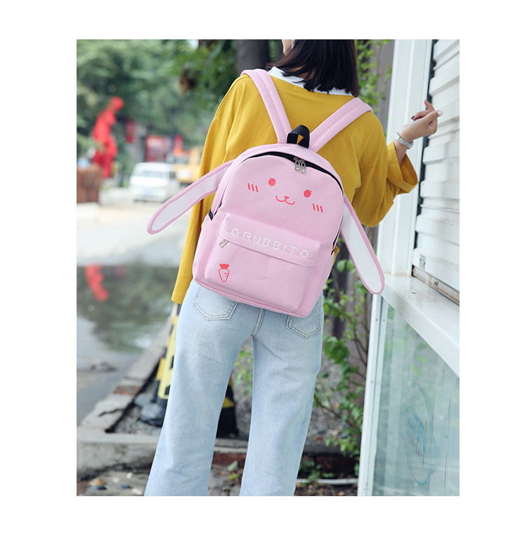 Japanese and Korean Style Canvas Backpack Womens Campus Minimalist Cute Cat Small Backpack Fashion Casual Travel Student Schoolbagpicture12