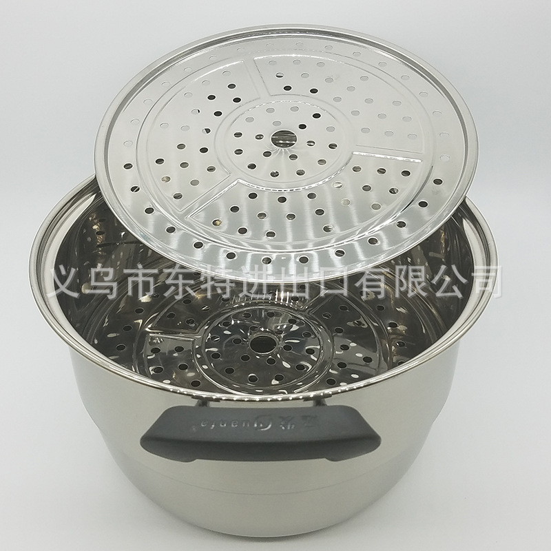 Factory direct sales of stainless steel double-grate steamer, elegant combination lid double-bottom steamer, multi-purpose steamer, high-end gift pot detail image 7