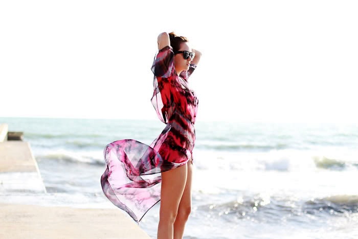 Chiffon FashionBikini(Blooming Cardigan - One Size) NHXW0163-Blooming Cardigan - One Size