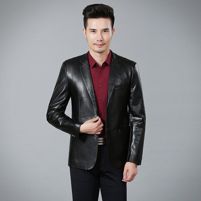 高端品牌男装18新款男士皮衣韩版西服 商场专柜供应商一件代发|ru
