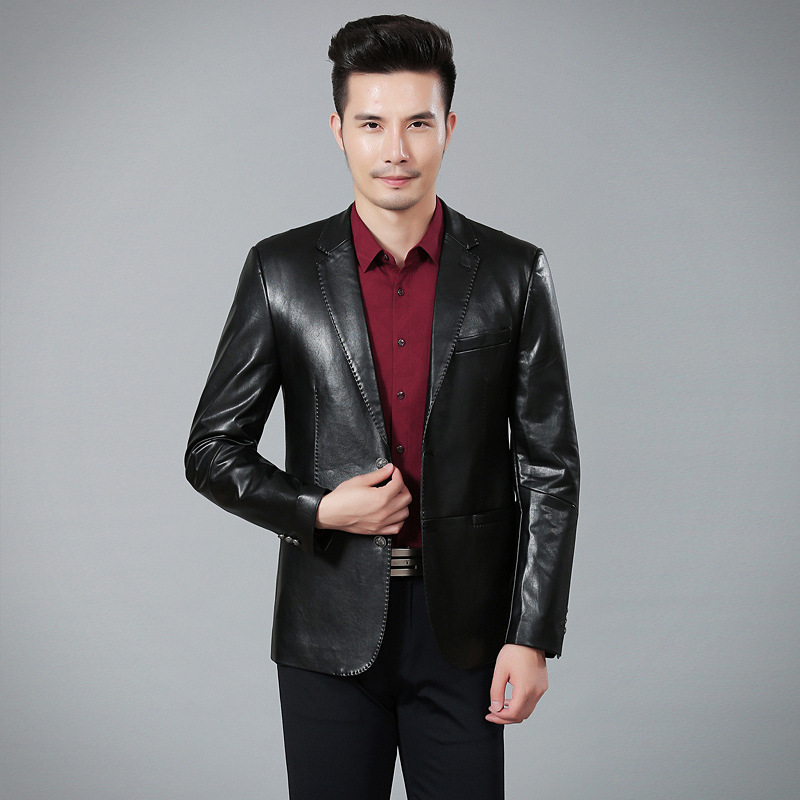 高端品牌男装18新款男士皮衣韩版西服 商场专柜供应商一件代发|ru