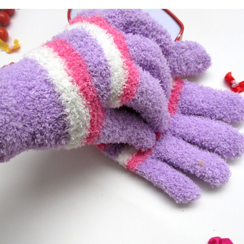 地摊热销秋冬保暖毛巾手套儿童手套成人手套半边绒手套珊瑚绒手套
