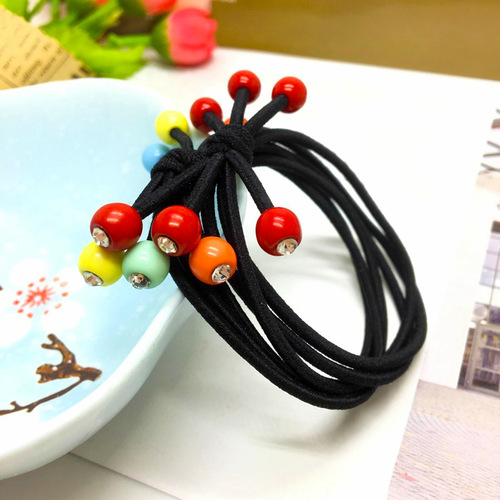 New Korean Diamond-Studded Small Cherry Hair Tie, Fashionable and Versatile Hair Accessory, Hair Rubber Band Hair Tie for $2 from Street Stalls