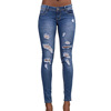 new fashion European women fitness elastic jeans holes pants