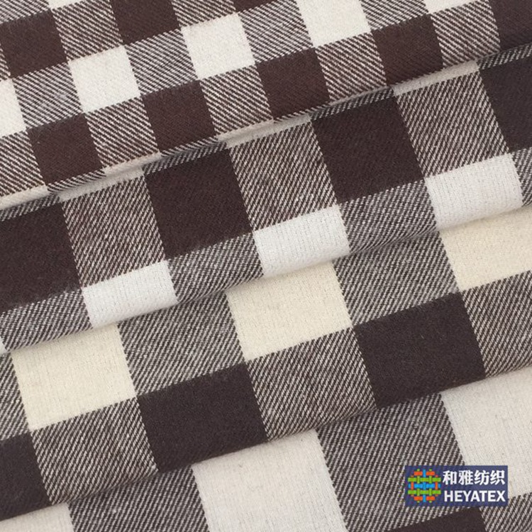 21支斜纹磨毛朝阳格 咖啡色格子布服装鞋帽家居抱枕宠物玩具面料