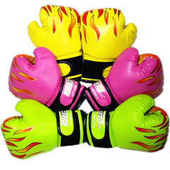 Stability Fast Colorful Flame Children's Gloves, Sandbag Punching Glove Set for Kids, Sponge Foam Formed Inner Liner