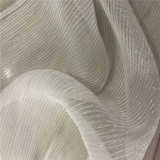 幻灯丝发光七彩金属丝百褶压皱弹力面料婚纱礼服头纱网纱裙服装