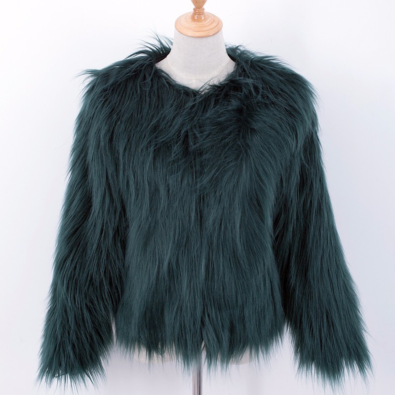 Women's Fashion Solid Color Zipper Coat Faux Fur Coat display picture 13