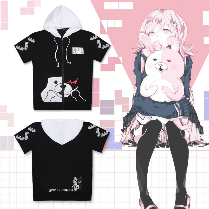 Danganronpa Red Black and White Bear Anime Short-Sleeved Sweatshirt Jacket Two-Dimensional Hooded Sweatshirt T-Shirt Short-Sleeved Clothes for Men and Women Danganronpa Red Black and White Bear Anime Short-Sleeved Sweatshirt Jacket Two-Dimensional Hooded Sweatshirt T-Shirt Short-Sleeved Clothes for Men and Women