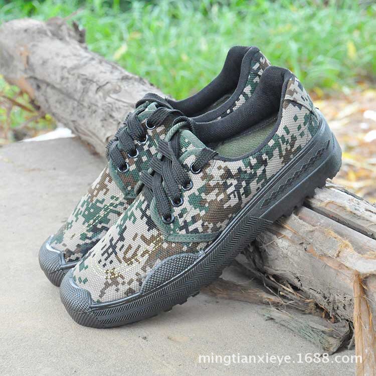 解放鞋男秋季军鞋军训迷彩鞋女作训鞋胶鞋工地劳保小花林地中国梦