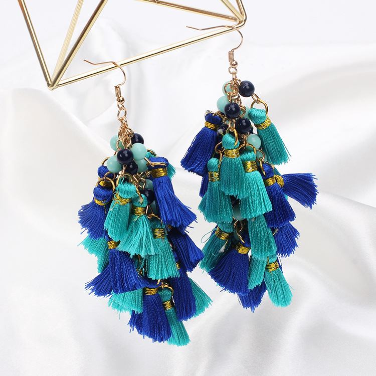 Fashion Exaggerated Multi-layer Tassel Earrings Wholesale display picture 7