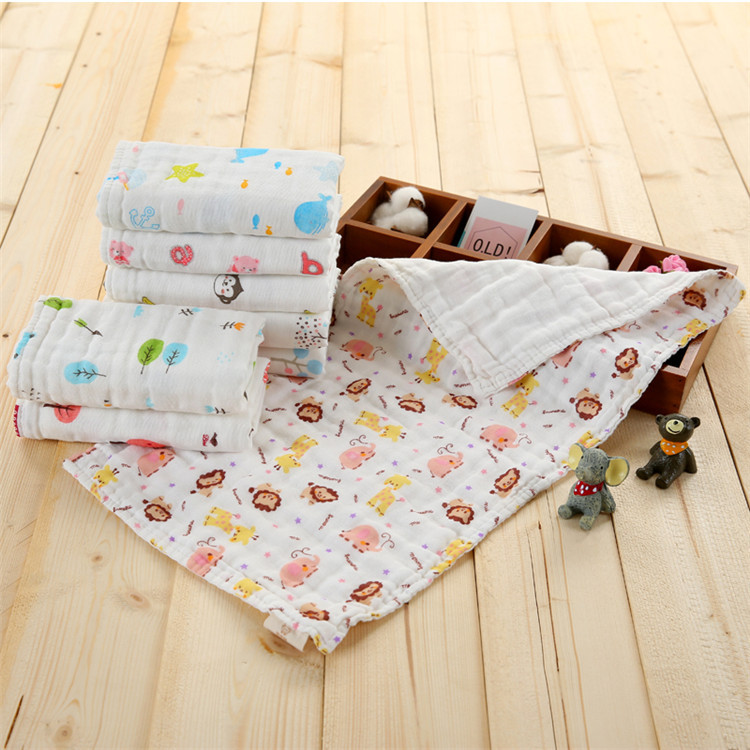 Summer six-layer high-density washed bubble gauze children's towel baby handkerchief supply kindergarten towel 25*50