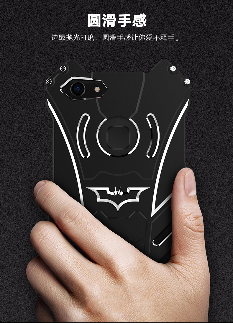 R-Just Batman Shockproof Aluminum Shell Metal Case with Custom Batarang Stent for vivo Y79