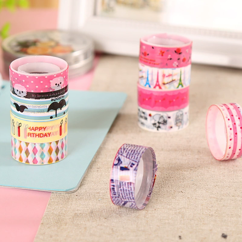 Набор было washi ленты с мультяшными рисунками, корейский стиль, assorted фигурки ко дню рождения, маленькие декоративные рулоны