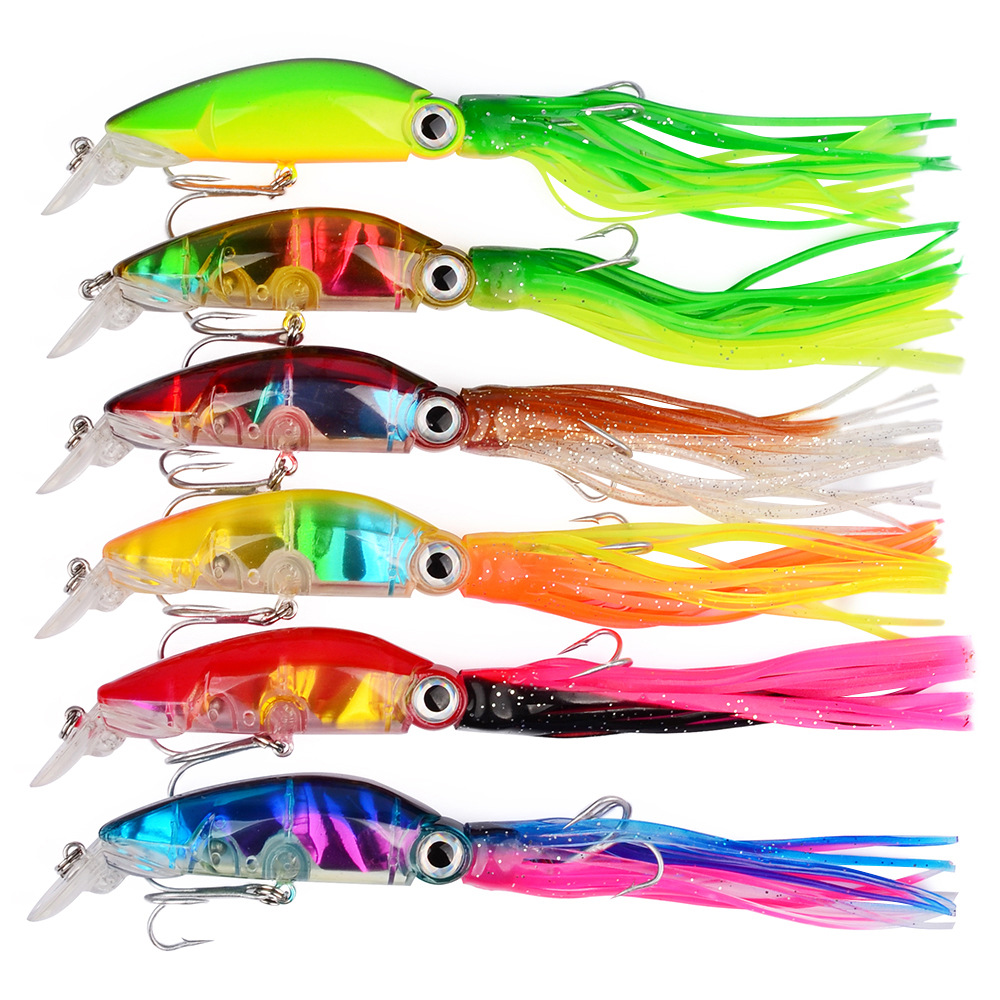 6pcs/lot Octopus Squid Jig Fishing Lures Trolling Big Game Saltwater Bait  Lures | eBay