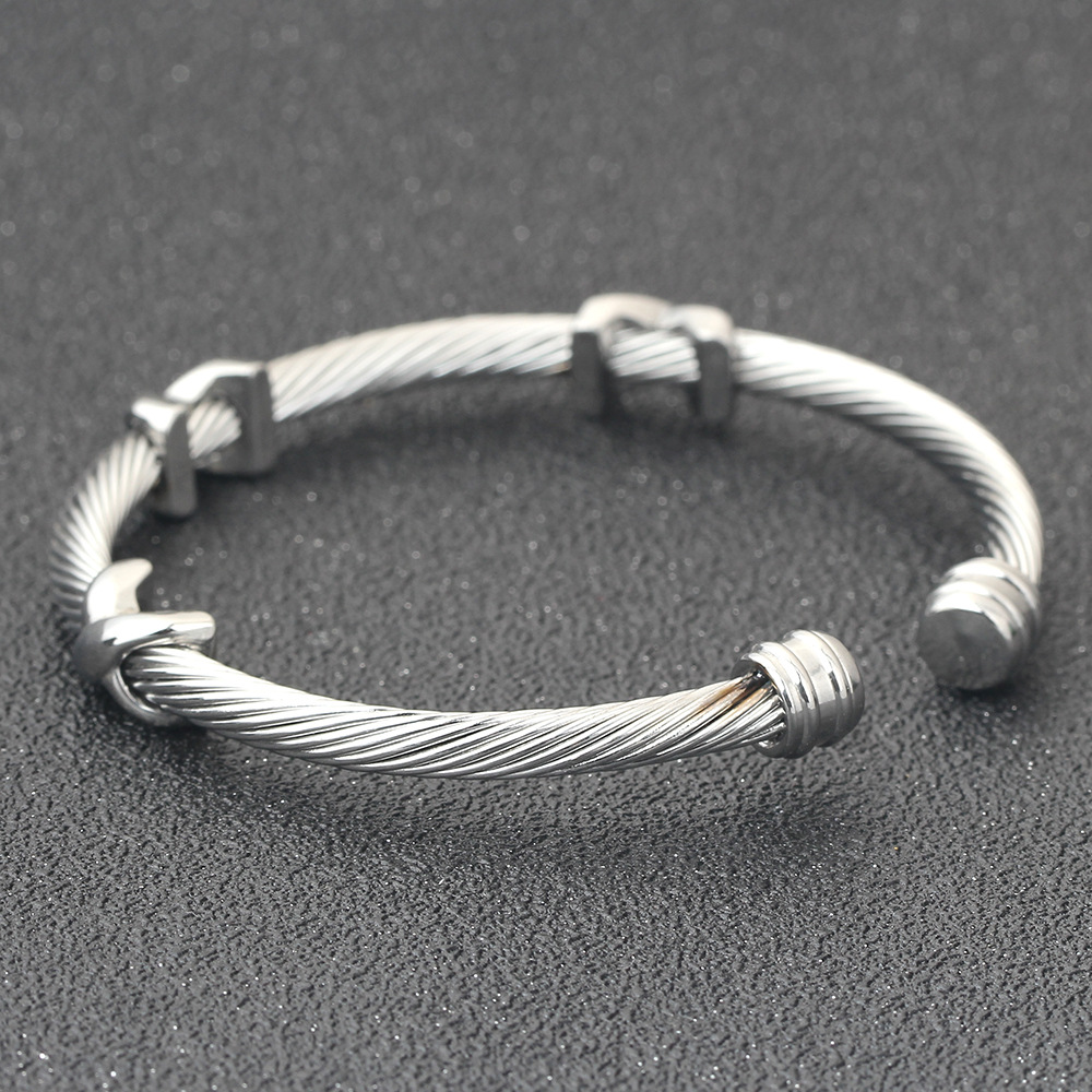 Women's Gender Hip-hop Retro Color Block Titanium Steel Polishing Bangle