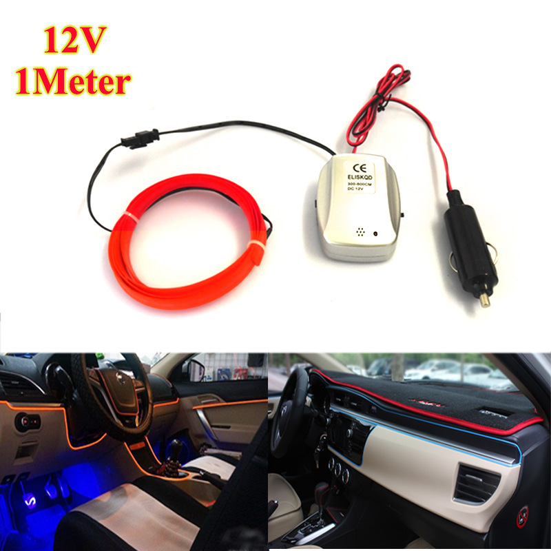 2,3mm solo lado línea el luz 12V control de sonido coche decoración traje coche atmósfera Luz