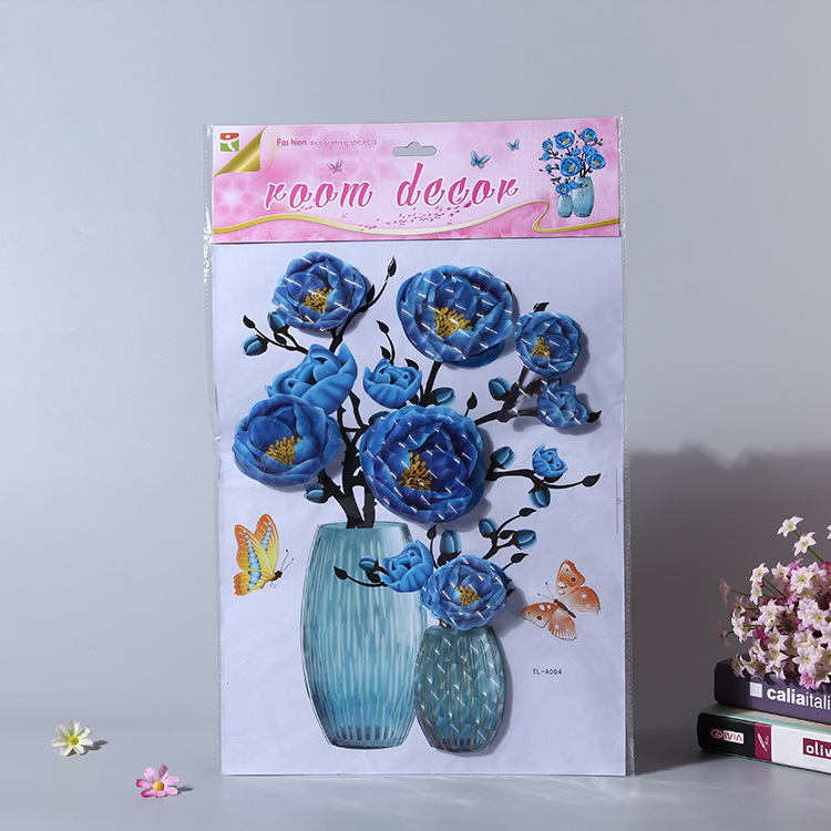 Décoration intérieure de style européen raffinée : vase mural tridimensionnel à plusieurs niveaux en feuille d'or, autocollants 3D imperméables_voghion.com