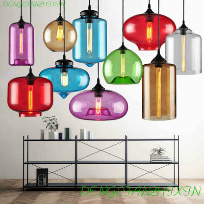 彩色金鱼缸玻璃吊灯酒店餐厅吧台装饰灯北欧创意咖啡厅服装店吊灯|ms