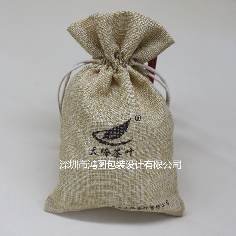 厂家供应茶杯袋 仿麻布袋 棉麻抽绳束口袋 亚麻束口袋500可定制