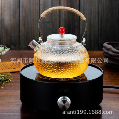 加厚锤纹壶耐热玻璃茶壶铜把提梁壶烧水壶电陶炉专用煮茶泡茶茶具