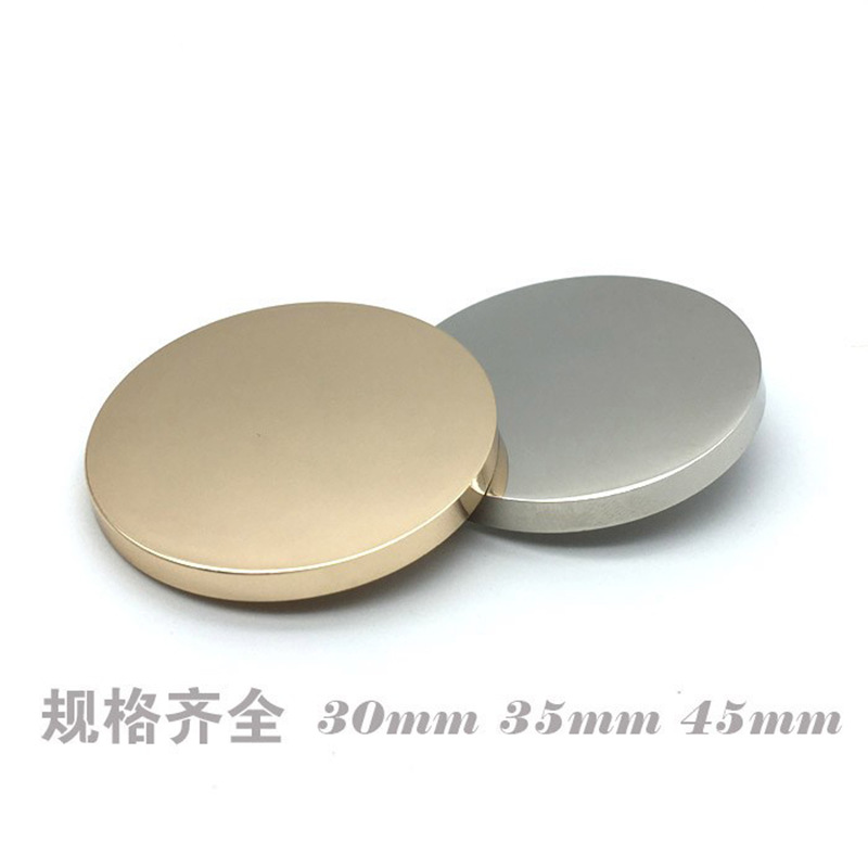 Fuente de la fábrica de metal Botón de metal de calidad de espejo plano hebilla de la moda hebilla de la capa redonda de coser a mano hebilla de pie alto