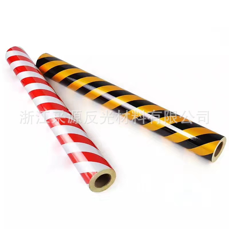 厂家直销红白斜纹反光膜PET黄黑反光警示胶带交通设施反光贴