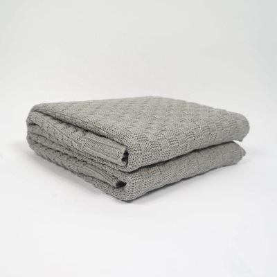 LS JUPITER麻灰色纯棉针织毯 粗针麻花线毯 厂家正品直销|ru