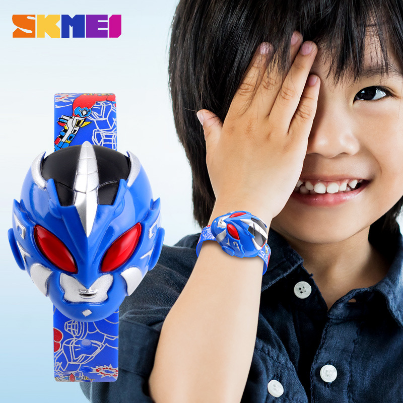 时刻美男孩电子手表铠甲勇士创意趣味儿童表小学生腕表时尚塑胶表