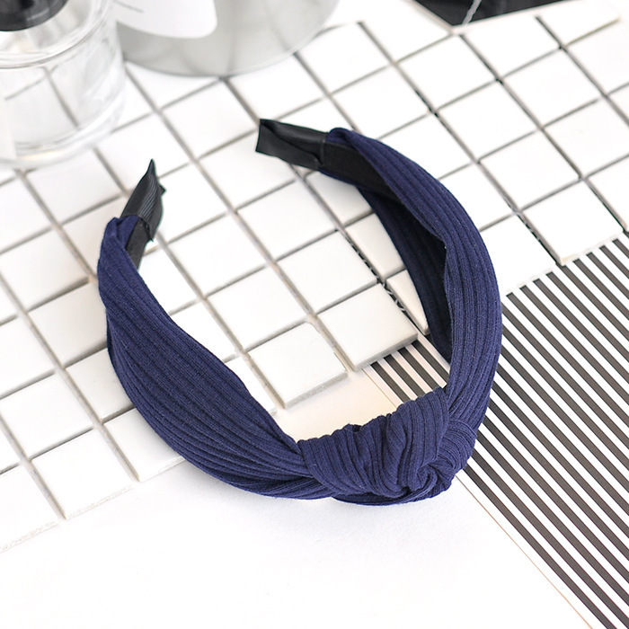 Estilo coreano exquisito accesorios para el cabello tocado nueva pajarita tela de punto diadema cruzada de borde ancho diadema de rayas para las mujeres