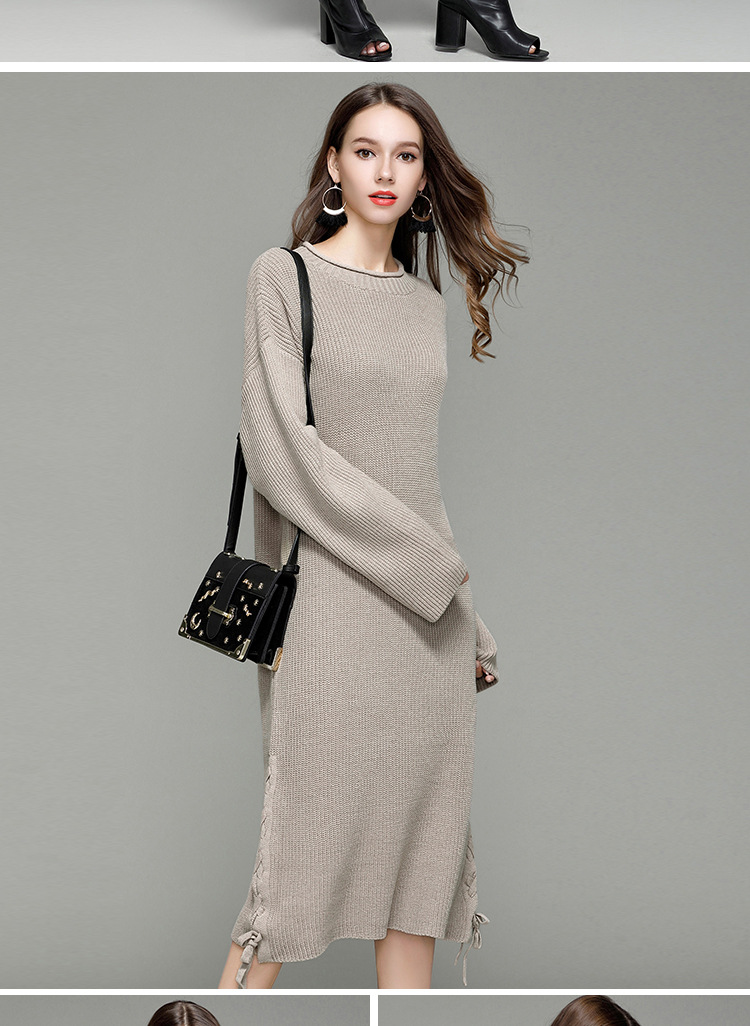 new loose knitted long sleeve shirt dress NSYH9734