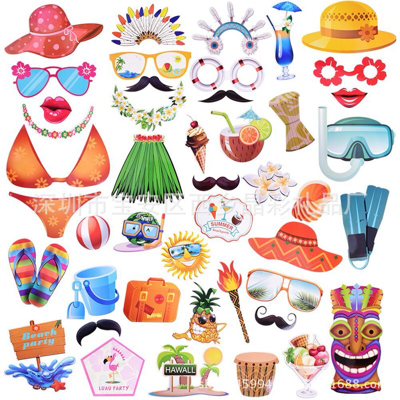 Cross-Border photo props for Hawaiian LUAU summer scenery hula Coconut Beach evening party decoration