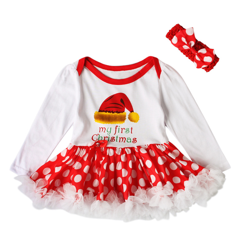 Festliches Mädchen Weihnachtskleid Mit Haarband Set_voghion.com